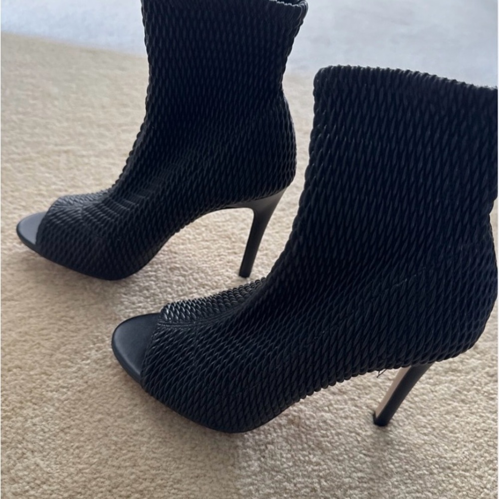 BCBG Black Textured Ankle Booties